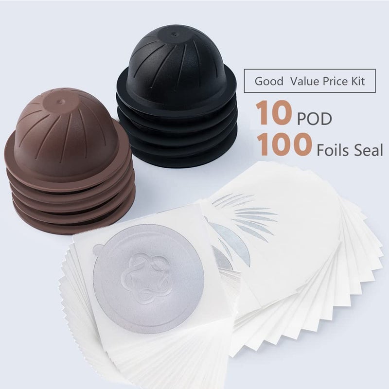 MG Coffee Reusable Vertuo Capsules Refillable Coffee Pods with Espresso Aluminum Foils for Nespresso Vertuo Coffee Machines GCA1 and De'Longhi ENV135S - Image 2